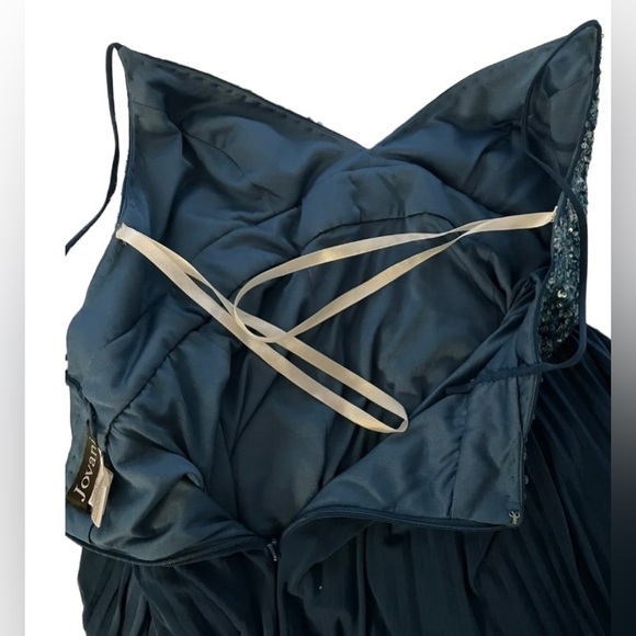 Jovani Formal Sequins Beaded Pleaded Long Evening Gown Dress With Bow - Picture 9 of 11